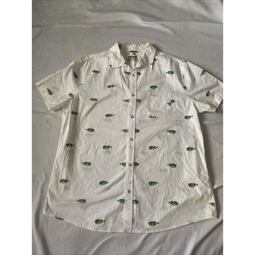Urban Pipeline Shirt Mens XXL White Fish Tropical Beach Hawaiian Casual Novelty